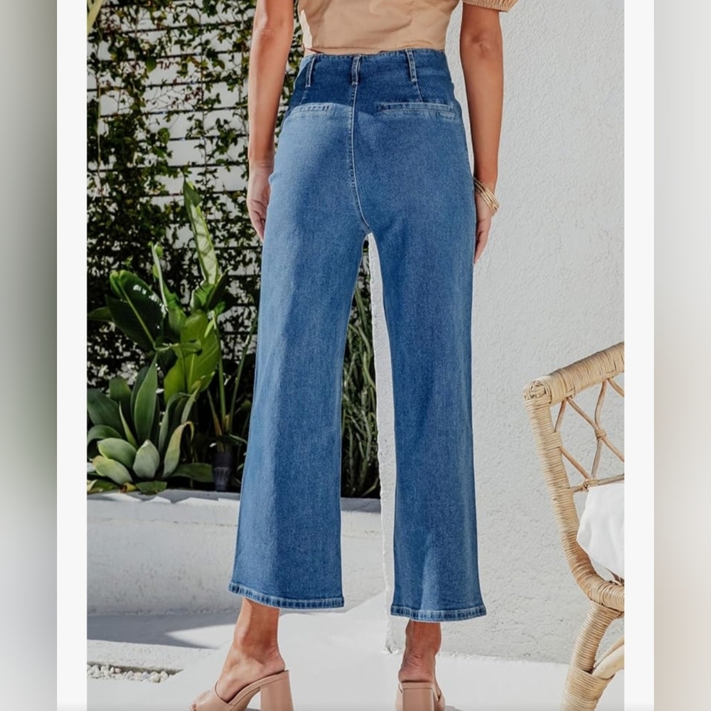 Sidefeel Women's Wide Leg Jeans High Waisted Stretchy Straight Leg - Never Worn - Picture 13 of 14